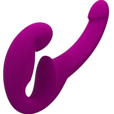 Produto sexual de silicone roxo com três pontas curvas