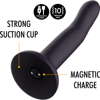 Objeto preto alongado com ventosa e texto explicativo em inglês