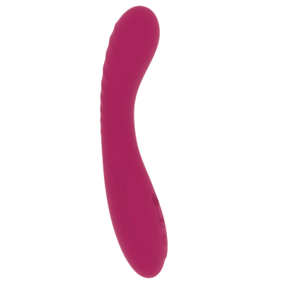Vibrador cor-de-rosa com textura ondulada e botões de controlo