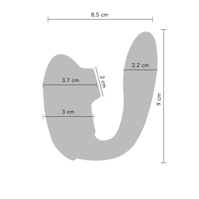 Objeto cinza com várias medidas em cm numa imagem de fundo branco
