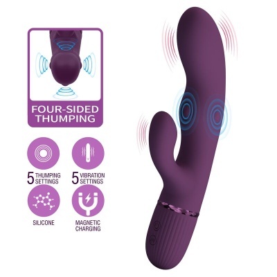 Vibrador roxo em silicone com controlo e diferentes modos