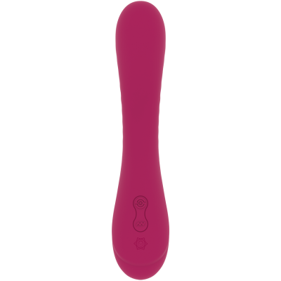 Vibrador rosa escuro com botões de controlo, fundo branco