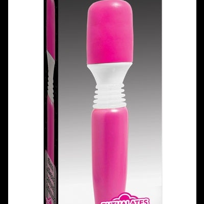 Embalagem de massajador mini impermeável cor rosa com texto em inglês