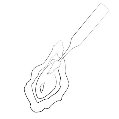 Desenho preto e branco de colher com líquido