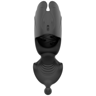 Dispositivo preto ergonómico de silicone com textura lisa e relevo