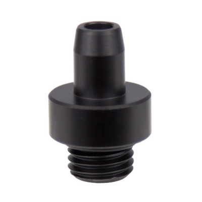 Peça preta com rosca e tubo oco