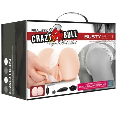 Caixa de brinquedo erótico em silicone cor bege, marca Crazy Bull Busty Butt