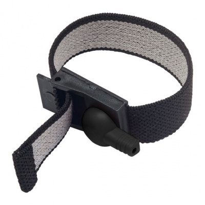 Correia ajustável preta e cinza com fecho de plástico