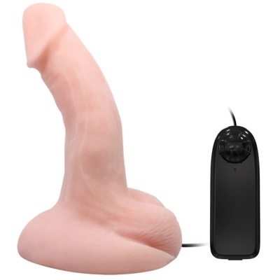 Brinquedo sexual cor de pele com controlo remoto preto