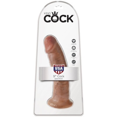 Dildo King Cock castanho em embalagem branca com selo Made in the USA