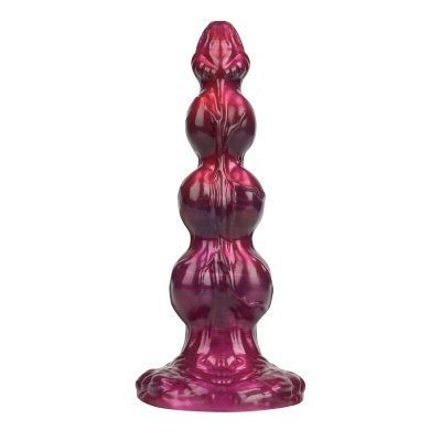 Objeto rosa translúcido com várias bolhas e base circular