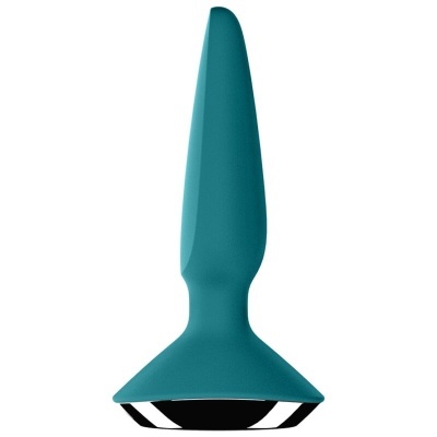 Plug anal de silicone azul com base larga preta