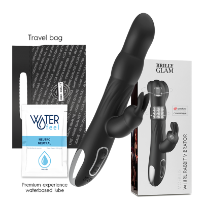 Vibrador preto com embalagem e acessórios de viagem