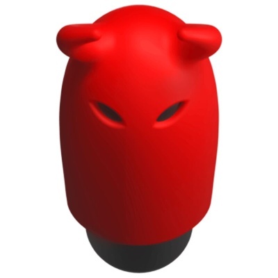 Máscara vermelha com orelhas e recortes para os olhos