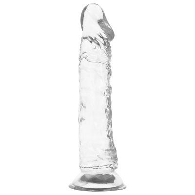 Dildo transparente com textura realista e base alargada