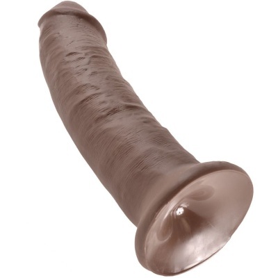 Dildo castanho com textura rugosa e base larga