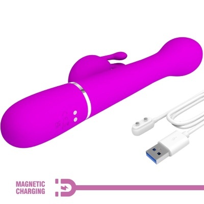 Vibrador rosa com cabo USB para carregamento magnético