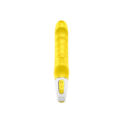 Vibrador amarelo com botão branco e LED