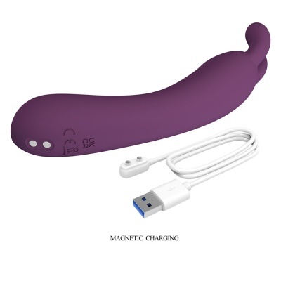 Vibrador roxo com carregador magnético USB branco