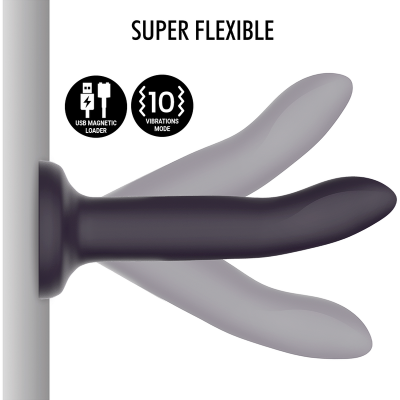 Vibrador cinzento escuro super flexível com carregamento USB magnético e 10 modos de vibração