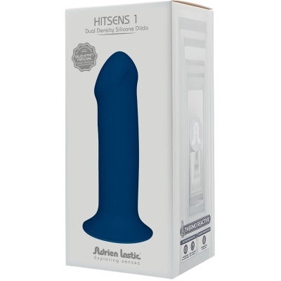 Embalagem branca com dildo azul em silicone HITSENS 1