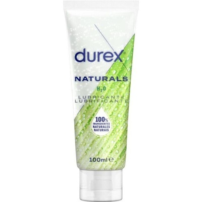 Frasco de lubrificante Durex Naturals H2O 100ml com tampa transparente