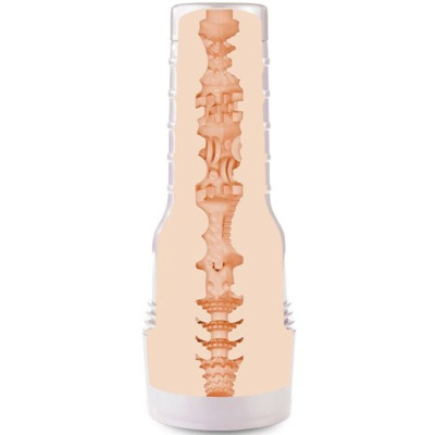 Produto cilíndrico transparente com texturas internas cor salmão