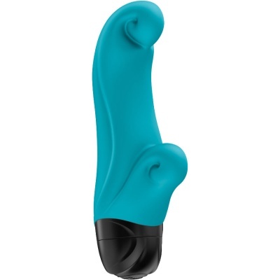 Vibrador azul turquesa de silicone com base preta