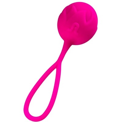 Objeto rosa de silicone com bola e alça flexível