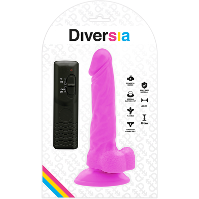 Vibrador rosa com controle remoto preto na embalagem Diversia