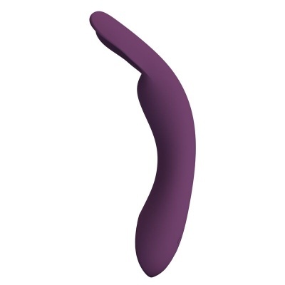 Vibrador roxo curvado de silicone com fundo arredondado