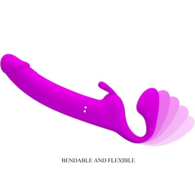 Vibrador cor-de-rosa flexível em silicone com texto BENDABLE AND FLEXIBLE