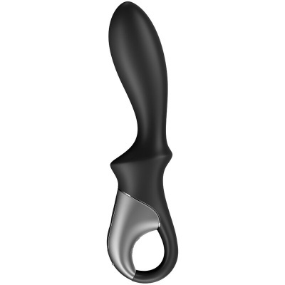 Vibrador preto com acabamento prateado e design curvo