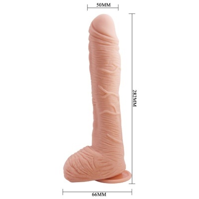 Dildo realista cor pele com ventosa e medidas visíveis