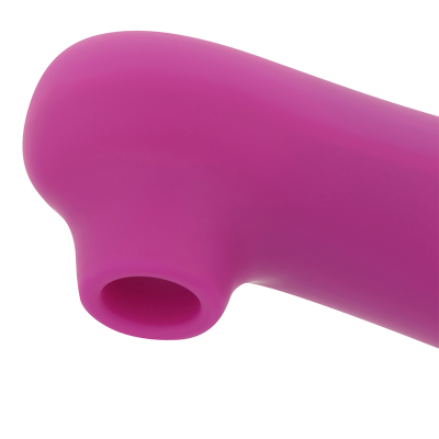 Produto em silicone rosa choque com extremidade oca e formato curvado