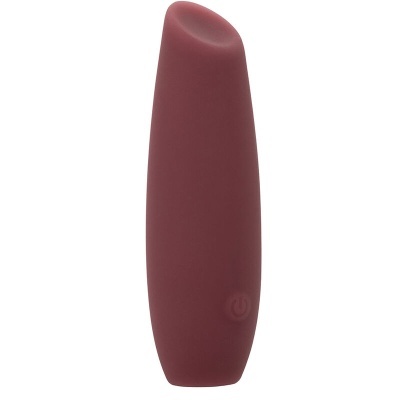 vibrador em silicone bordô com botão de ligar