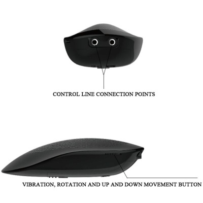 Dispositivo preto com botões e pontos de ligação em fundo branco