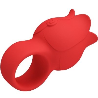 Anel vermelho de silicone com botão e design aerodinâmico