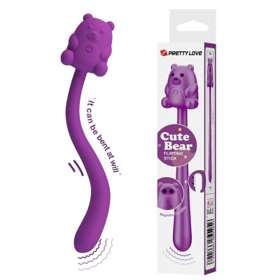 Vibrador roxo em forma de urso com embalagem