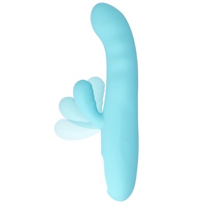 Vibrador azul claro com estimulador lateral móvel