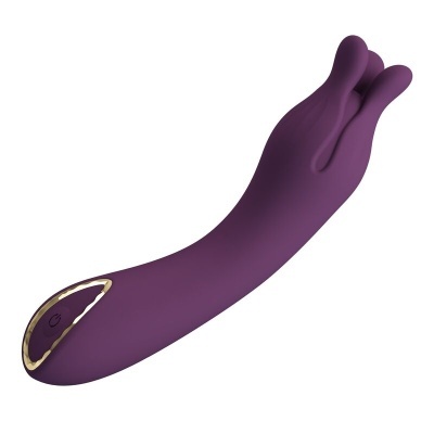 Vibrador em silicone roxo com ponta bifurcada