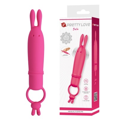 Vibrador rosa formato coelho com embalagem
