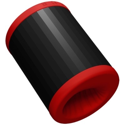 Filtro de ar cilíndrico preto com bordas vermelhas