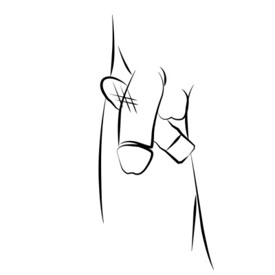 Desenho minimalista a preto e branco de punhos cerrados