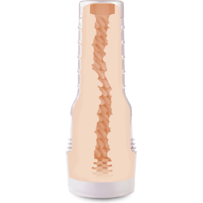 Frasco transparente com interior texturizado em espiral bege