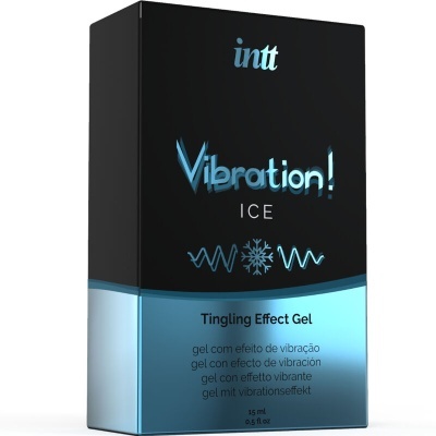 Embalagem de gel intt Vibration! ICE Tingling Effect Gel em preto e azul