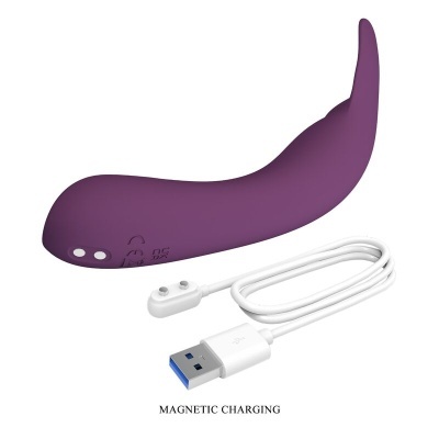 Vibrador roxo curvo com cabo USB para carregamento magnético