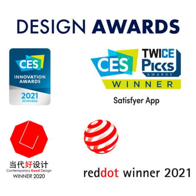 Logótipos de prémios de design CES, Twice Picks, Contemporary Good Design e reddot em fundo branco