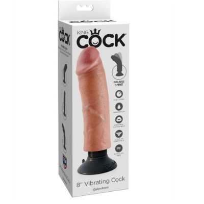 Embalagem de vibrador KING COCK realista cor pele 20 cm com base ventosa preta