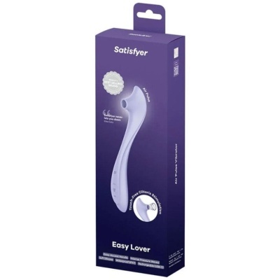 Embalagem roxa do vibrador Satisfyer Easy Lover com texto e imagem do produto